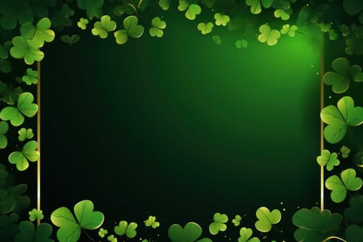 St.Patrick day leaf clover frame banner. Generative AI.