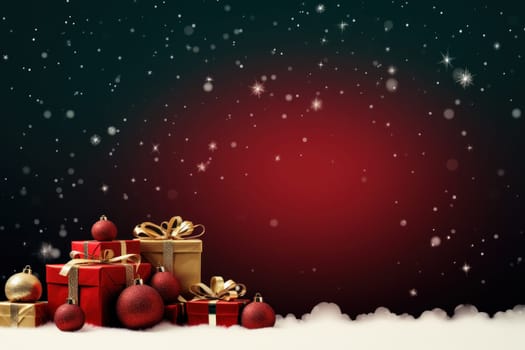 Merry Christmas banner with blank space for text, red background. Generative AI.