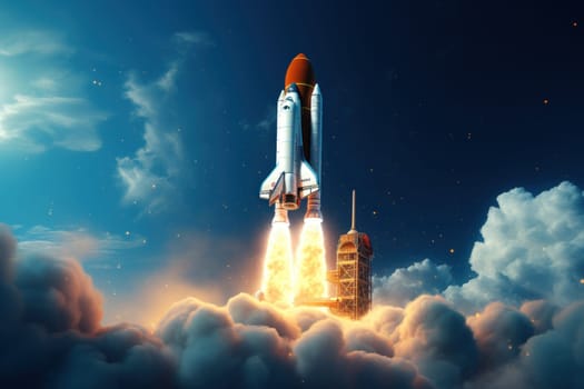 A rocket launching into space, reaching new heights. Generative AI.
