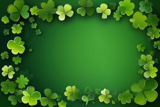 St.Patrick day leaf clover frame banner. Generative AI.