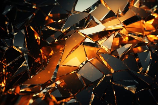 Broken glass fragment with a sparks chasing. Generative AI.