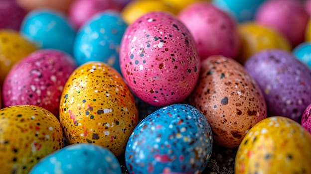 Easter eggs colorful close up background, blurred background.