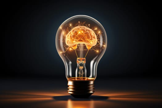 Human brain lightbulb new ideas concept. Generative AI.