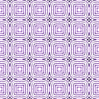 Ethnic hand painted pattern. Purple optimal boho chic summer design. Textile ready alive print, swimwear fabric, wallpaper, wrapping. Watercolor summer ethnic border pattern.