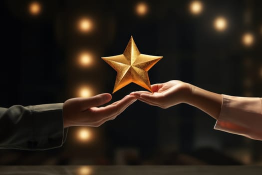 Gold star symbolizing positive reinforcement and recognition for exceptional effort. Generative AI.