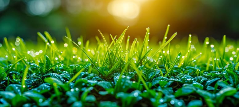 Green grass and sunlight banner background.