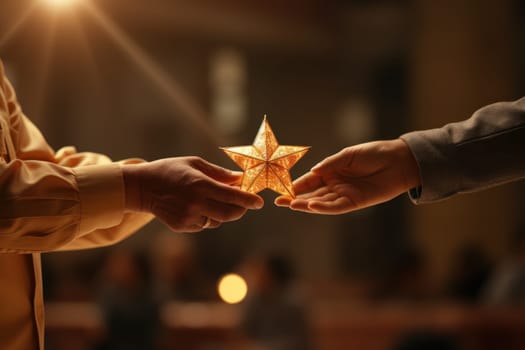 Gold star symbolizing positive reinforcement and recognition for exceptional effort. Generative AI.