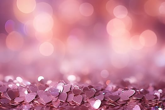 Valentines Shiny Pink Glitter Background With Defocused Abstract Lights. Generative AI.