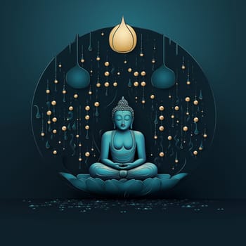 statue of buddha on dark background. Can used for greeting card, banner of traditional holiday.