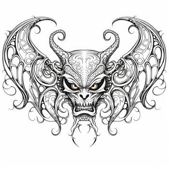 An ominous bat with wings spread. Surrealistic image of a flying vampire monster. Template for poster, t-shirt, sticker, etc.