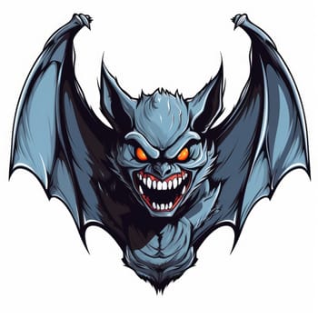 An ominous bat with wings spread. Surrealistic image of a flying vampire monster. Template for poster, t-shirt, sticker, etc.