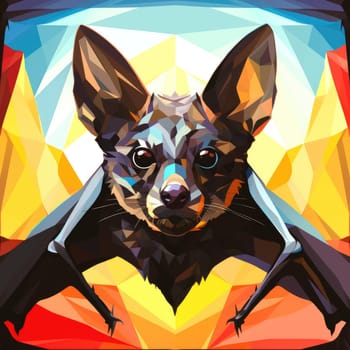 An ominous bat with wings spread. Surrealistic image of a flying vampire monster. Template for poster, t-shirt, sticker, etc.