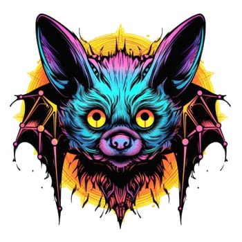 An ominous bat with wings spread. Surrealistic image of a flying vampire monster. Template for poster, t-shirt, sticker, etc.