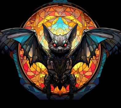 An ominous bat with wings spread. Surrealistic image of a flying vampire monster. Template for poster, t-shirt, sticker, etc.