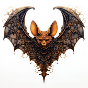An ominous bat with wings spread. Surrealistic image of a flying vampire monster. Template for poster, t-shirt, sticker, etc.