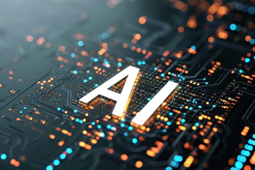 AI Circuit board Artificial Intelligence concept. Generative AI.