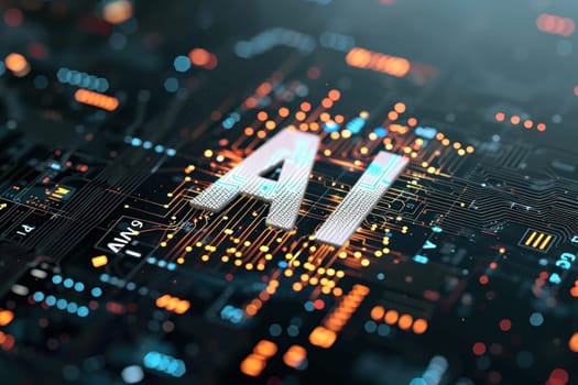 AI Circuit board Artificial Intelligence concept. Generative AI.