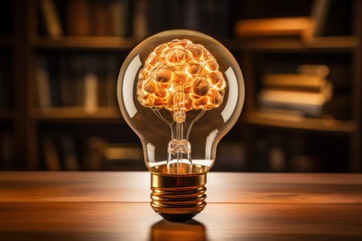 Human brain lightbulb new ideas concept. Generative AI.
