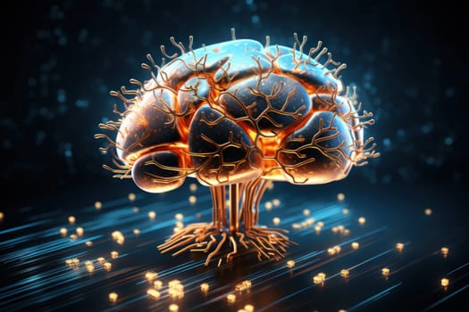 Concept Brain combined or merged technology Artificial Intelligence. Generative AI.