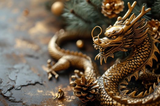 Dragon on a Chinese new year background. Generative AI.