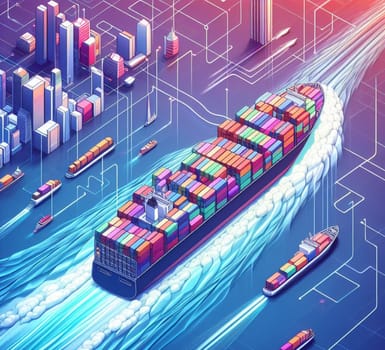 Shipyard Cargo Container Canal Port Freight forwarding Ship yard Sea computer aided artificial intelligence service logistics and transportation ai generated