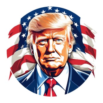 Donald Trump Standing in front of the U.S Flag.
