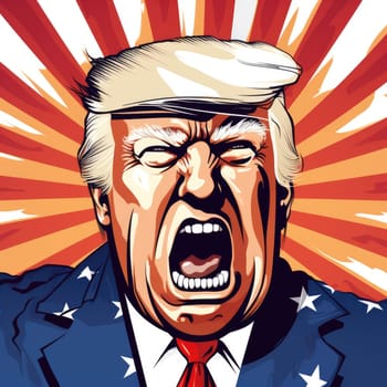 Donald Trump Standing in front of the U.S Flag.