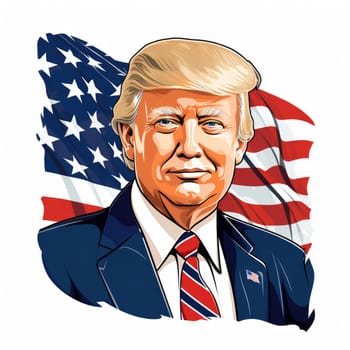 Donald Trump Standing in front of the U.S Flag.