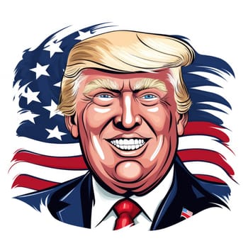 Donald Trump Standing in front of the U.S Flag.