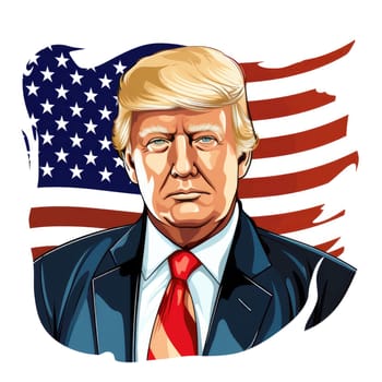 Donald Trump Standing in front of the U.S Flag.