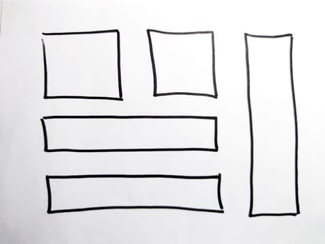 Notepad page with columns marked with a marker, highlighted lines for reading, ticks for list. Business concept, structuring, planning, background