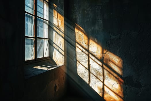 A window with light casting a shadow. Generative AI.