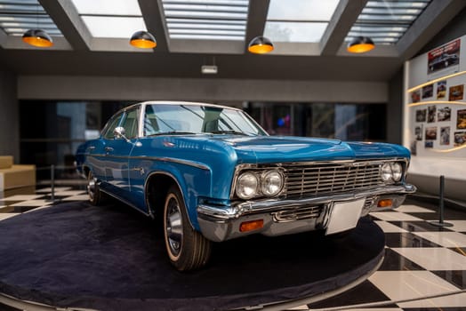 Antalya, Turkey - February 1, 2024: 1966 Chevrolet Impala on display at Antalya Automobile Museum