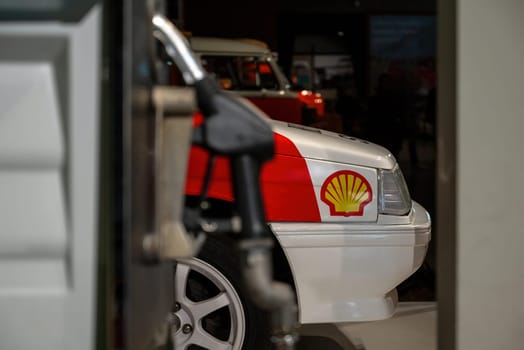 Antalya, Turkey - February 1, 2024: Shell PLC logo on car at Shell PLC gas station