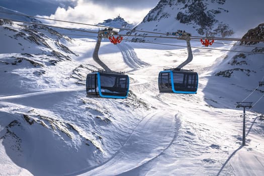 Matterhorn Glacier Paradise gondola and ski area in Zermatt view, Valais region in Switzerland Alps