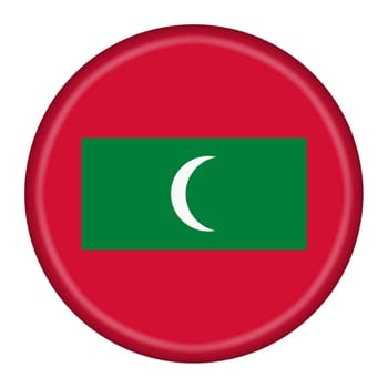 A Maldives flag button 3d illustration with clipping path moon red green