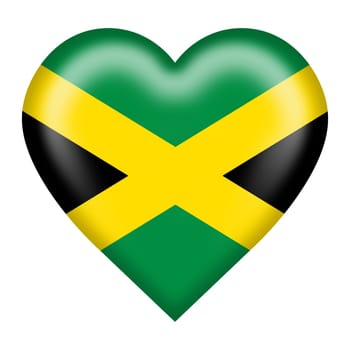 A Jamaica flag heart button isolated on white with clipping path
