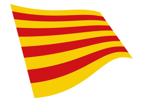 A Catalonia waving flag graphic isolated on white with clipping path