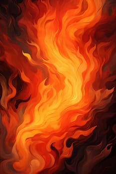 Abstract fiery background with swirling orange and red flames, perfect for dynamic and energetic design themes or creative projects. Vertical stylized fire backdrop. Generative AI
