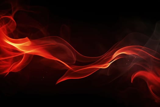 Abstract fiery waves on a black background, capturing the essence of fire, suitable for powerful graphic designs, backgrounds, or creative visuals. Copy space for text. Generative AI