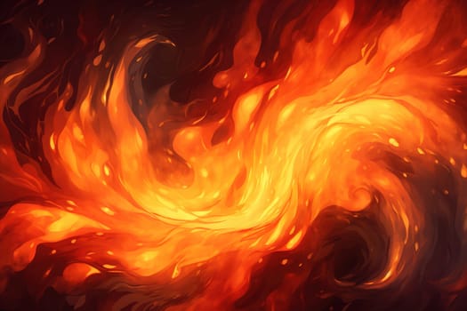 Abstract fiery background with swirling orange and red flames, perfect for dynamic and energetic design themes or creative projects. Stylized fire backdrop. Generative AI