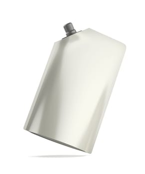 Stand-up pouch with spout on white background