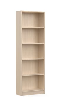 Wooden bookcase on a white background