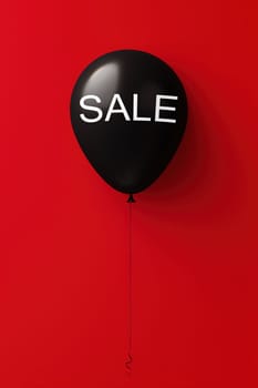 A bold black balloon with 'SALE' text on a vivid red background, ideal for striking sales promotions, advertisements, and retail marketing. Generative AI
