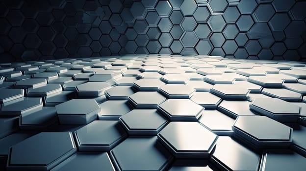 Abstract background with hexagonal tiles. Tech styled hex pattern. Generated AI