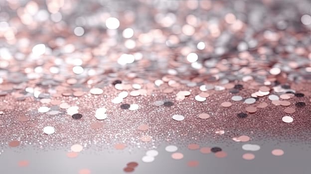 Abstract shiny background with pink glitter. Scattered confetti sparkles with light rose pastel color. Generated AI