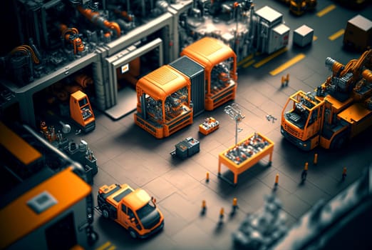 Industrial assembly workshop or factory hangar. Machinery background with plant interior. Industry warehouse. Generated AI