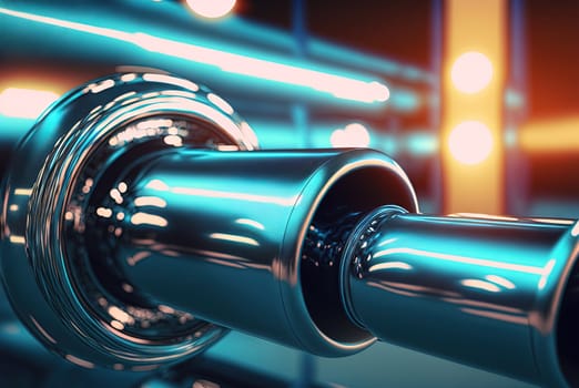 Background with shiny factory pipes. Industrial pipeline communications, technology abstract. Generated AI
