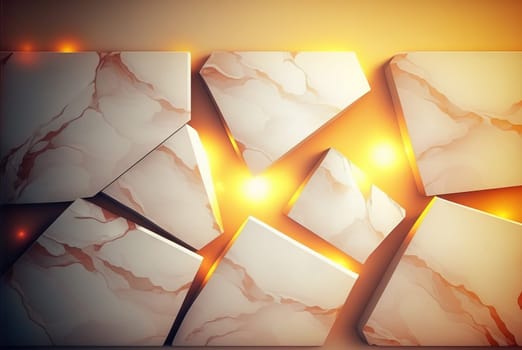 Abstract marble room with shiny lights. Interior view with marble background and scenic lightning. Generated AI