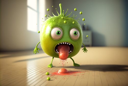 Funny exotic fruit monster. Cute juicy character with expressing freshness and fun. Generated AI